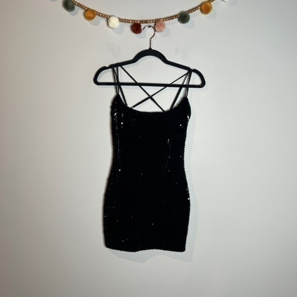 Lucy in the Sky black velvet sequin mini dress